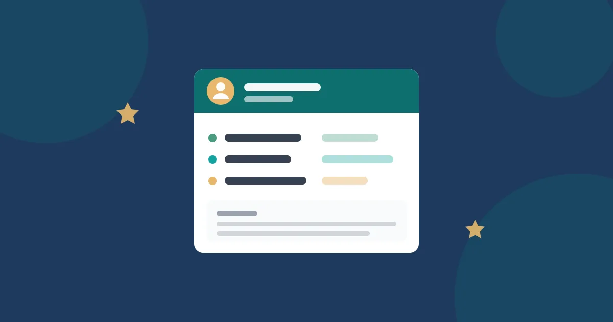A client profile card showing an avatar, remembered preferences, and a note, on a navy background