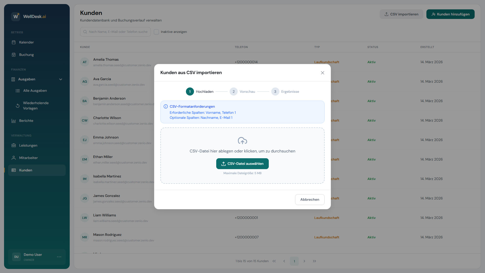 CSV-Importdialog